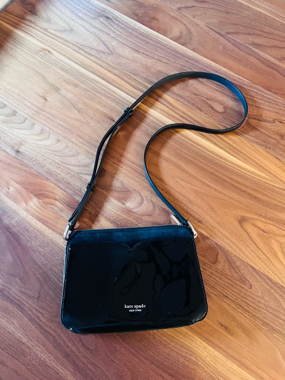Kate Spade Black Leather/Velvet Crossbody with Removable Strap